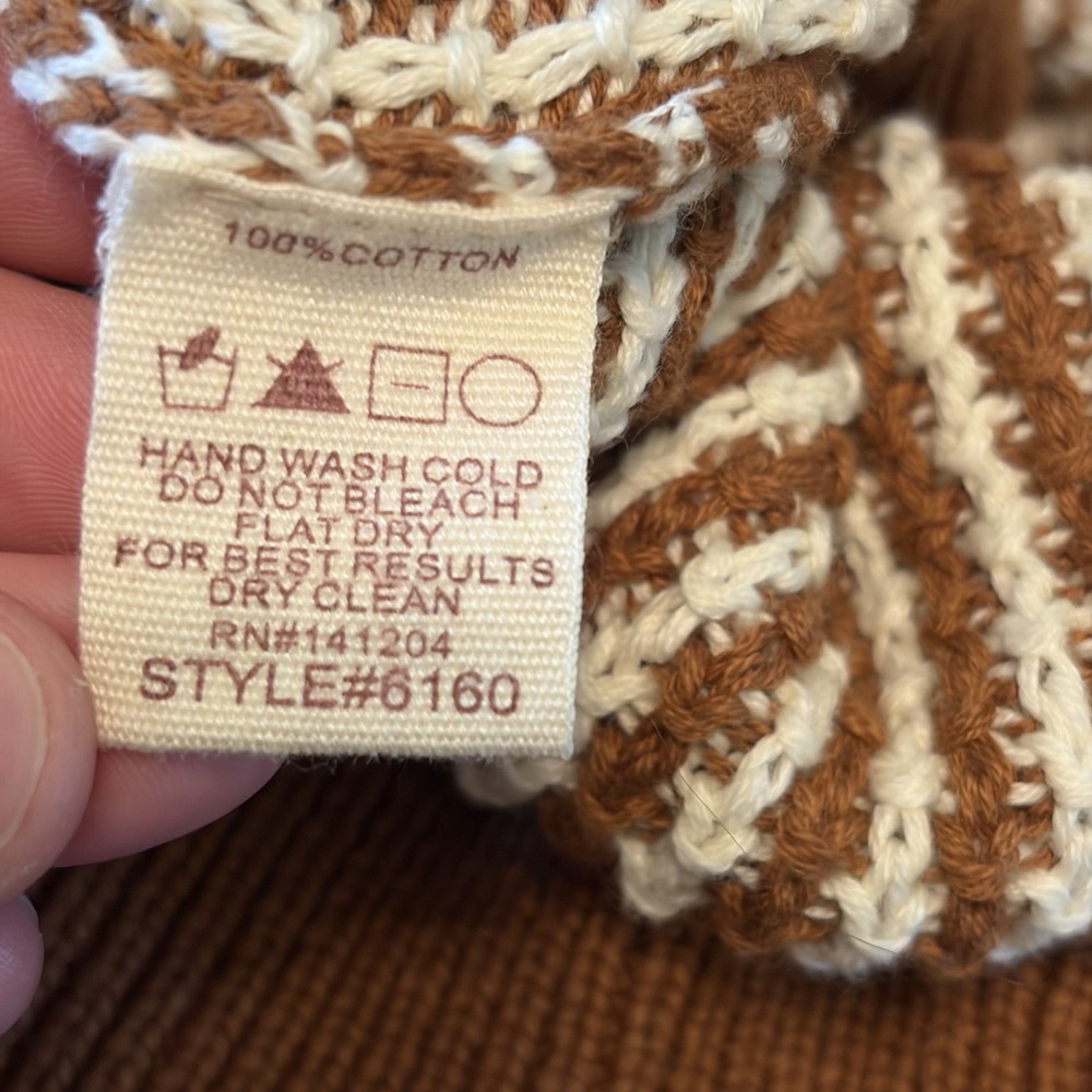 Hem & Thread Medium Rust White Patterned Sweater Pullover Grandpacore - Picture 3 of 8